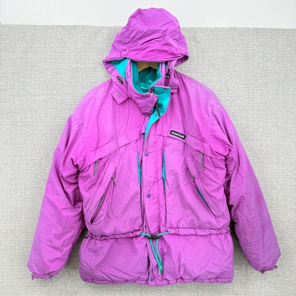 Montbell Mens Waterproof Hooded‎ Ski Snowboard Jacket Purple Teal Size L